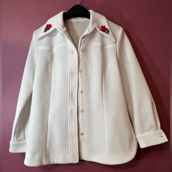 VINTAGE 2 Piece Western Embroidered Rose Set (Button-Up + Flare Pant) Beyonce - Picture 4 of 14